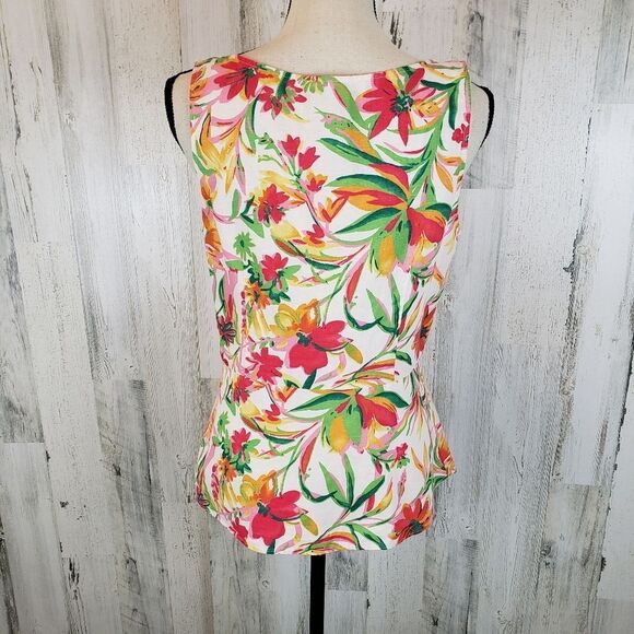 J. Crew Linen Tropical Print Tank Sz 6 - Picture 3 of 6